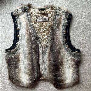 Panhandle Slim Faux Fur Vest with Studded Details S